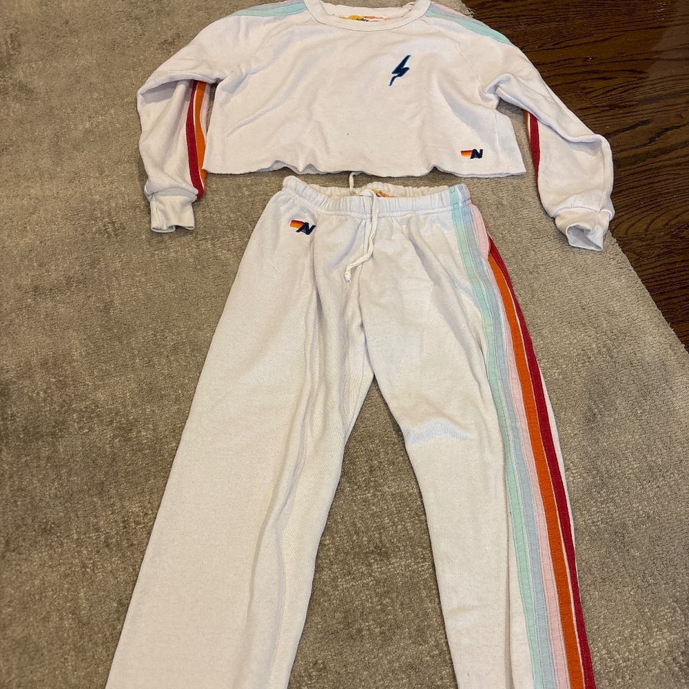 Aviator nation cropped hoodie and pants